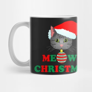 Meowy Christmas 2: Grey Tabby (Red and Green) Mug